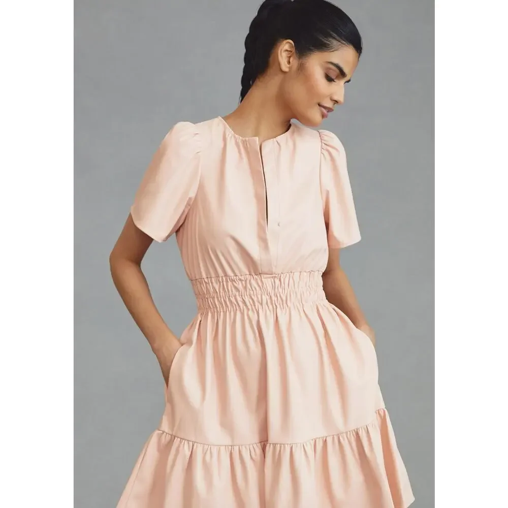 The Somerset Mini Dress: Faux Leather Edition Size Medium light Blush - Picture 2 of 8